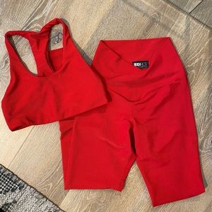 Beach Riot red ribbed workout set